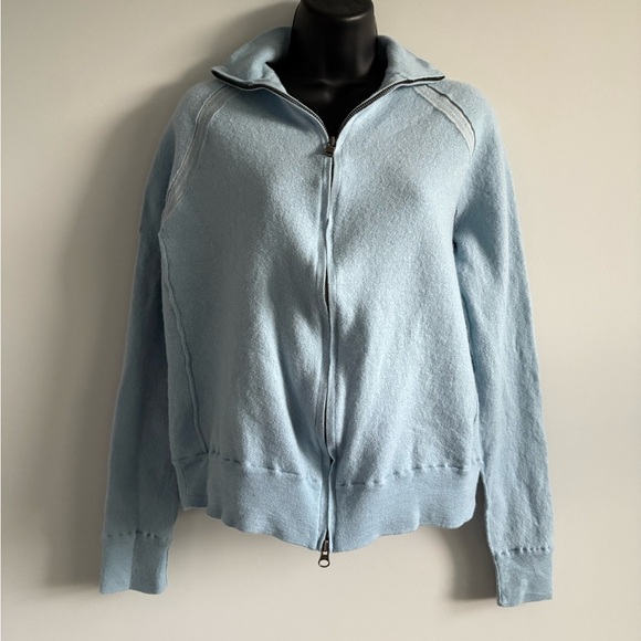 Banana Republic Wool Blue Zip-Up Sweater | Size Large - Picture 3 of 8